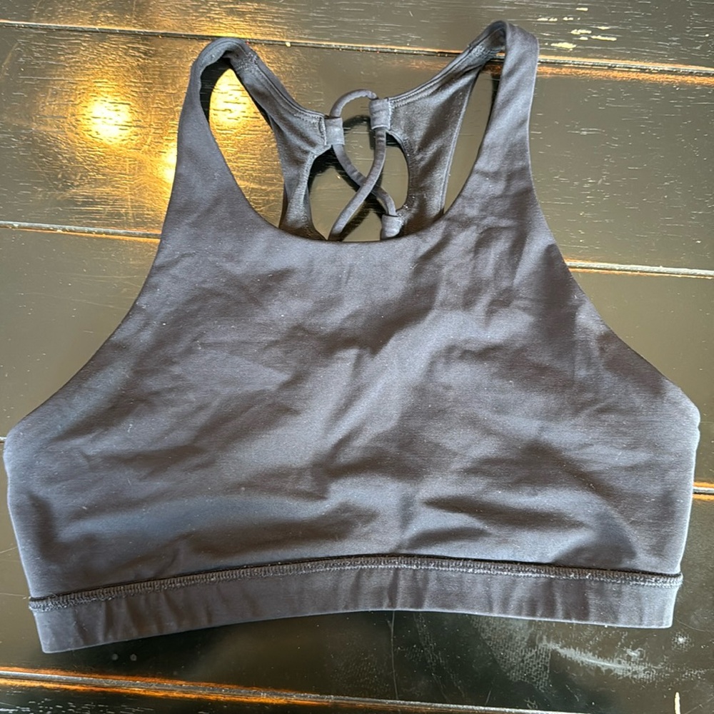 Lululemon black higher neck sports bra, size 4!